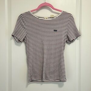 Levi's Women's Black and White Striped Tee